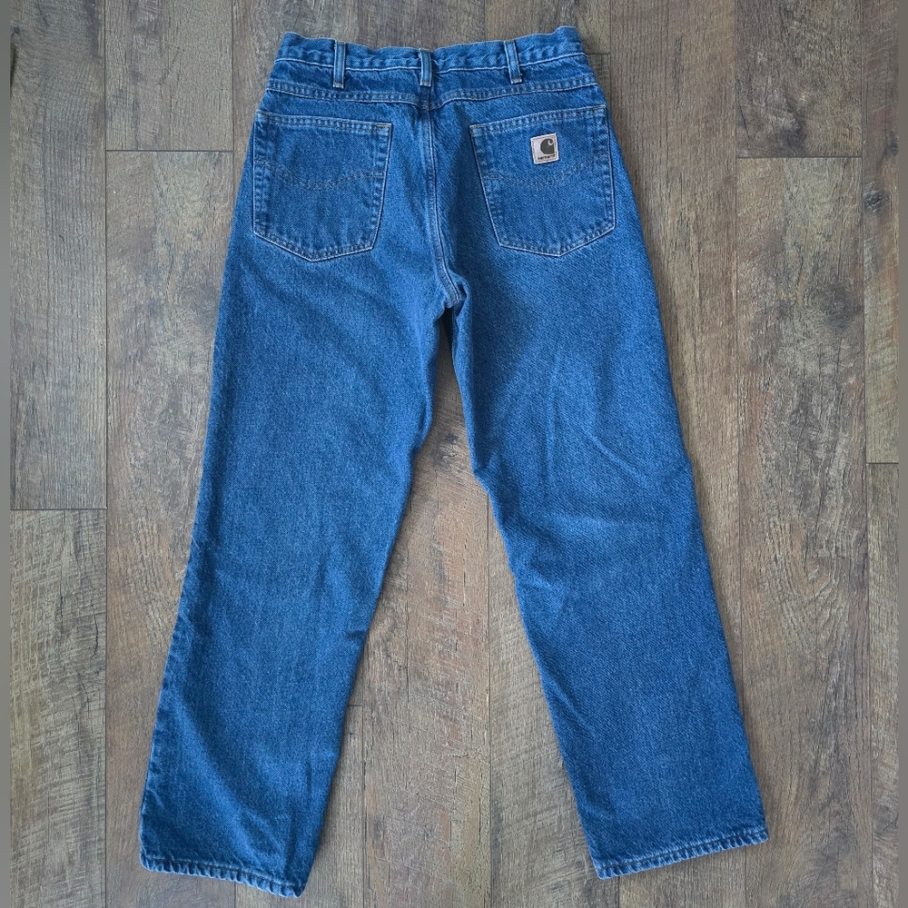 Carhartt Men's Flannel Lined Relax Fit Blue Jeans Size 32x30 B172